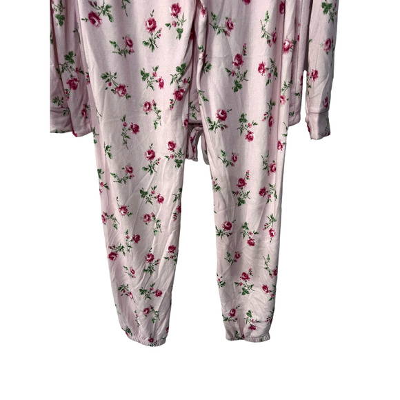 FLORA NIKROOZ JENNA PRINTED COZY SWEATER-KNIT PAJAMAS FLORAL PINK SMALL - Picture 8 of 10